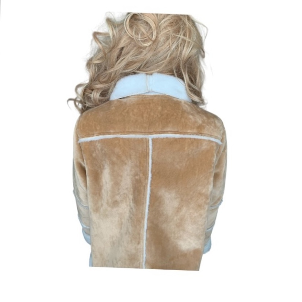 LANDSEND Womens Petite Faux Sheepskin Shearling Warm Winter Fleece Moto Jacket - Picture 3 of 11